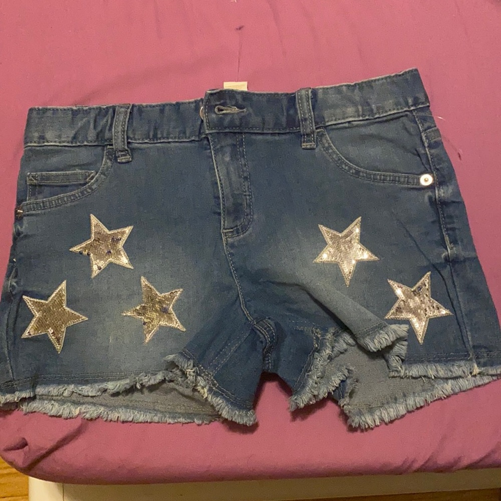 Girls Justice 8 Denim Shorts Silver